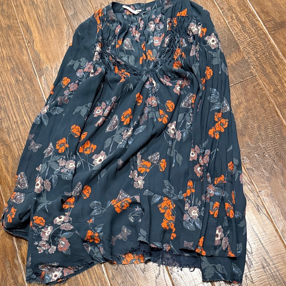 Free People Dark Floral Blouse
